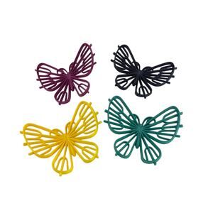 Set of 4 Burwood Butterfly Wall Hangings, Plastic, Colorful, 1970s Retro Decor